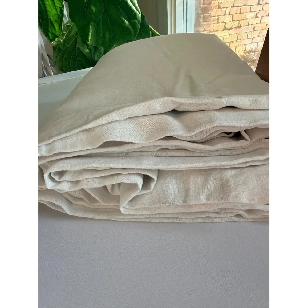 NWOT QUINCE Ivory Luxe Linen Room Darkening Organic Single Panel 48x96 MSRP $110
